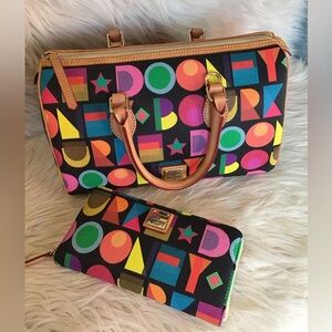Dooney & Bourke Art Deco Barrel satchel and wristlet wallet set